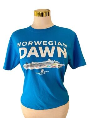Norwegian Cruise Line NCL Dawn Ship Blue T-Shirt Tee Medium M Souvenir Nautical